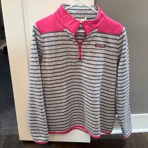 Vineyard Vines Periwinkle & Pink Striped Quarter-Zip